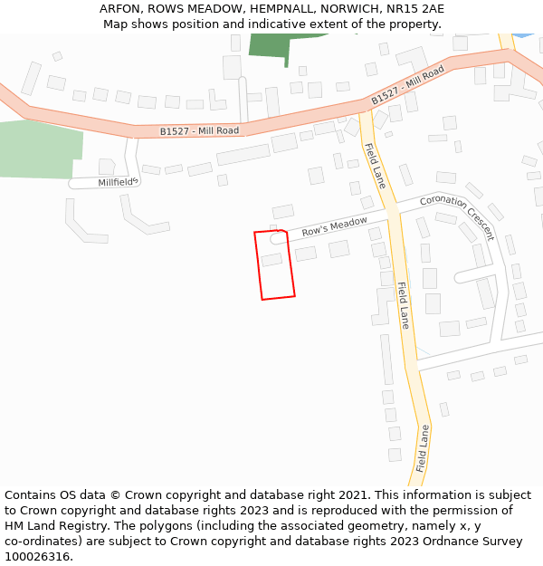 ARFON, ROWS MEADOW, HEMPNALL, NORWICH, NR15 2AE: Location map and indicative extent of plot