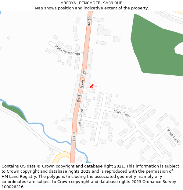 ARFRYN, PENCADER, SA39 9HB: Location map and indicative extent of plot