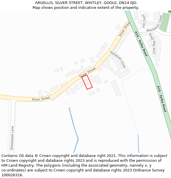 ARGELLIS, SILVER STREET, WHITLEY, GOOLE, DN14 0JG: Location map and indicative extent of plot