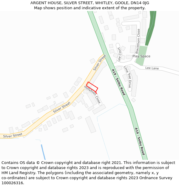 ARGENT HOUSE, SILVER STREET, WHITLEY, GOOLE, DN14 0JG: Location map and indicative extent of plot