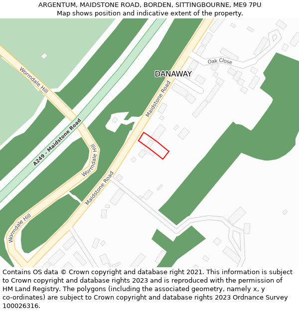 ARGENTUM, MAIDSTONE ROAD, BORDEN, SITTINGBOURNE, ME9 7PU: Location map and indicative extent of plot