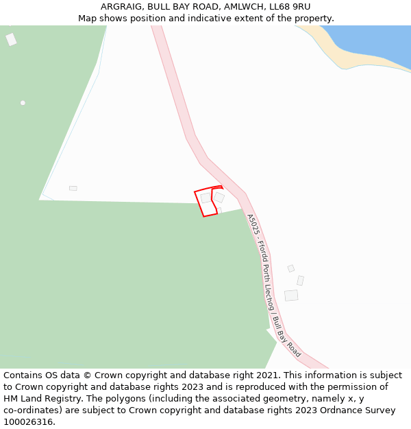ARGRAIG, BULL BAY ROAD, AMLWCH, LL68 9RU: Location map and indicative extent of plot