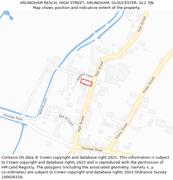 ARLINGHAM REACH, HIGH STREET, ARLINGHAM, GLOUCESTER, GL2 7JN: Location map and indicative extent of plot