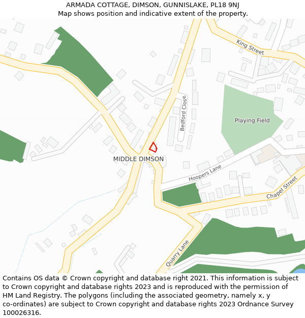 ARMADA COTTAGE, DIMSON, GUNNISLAKE, PL18 9NJ: Location map and indicative extent of plot
