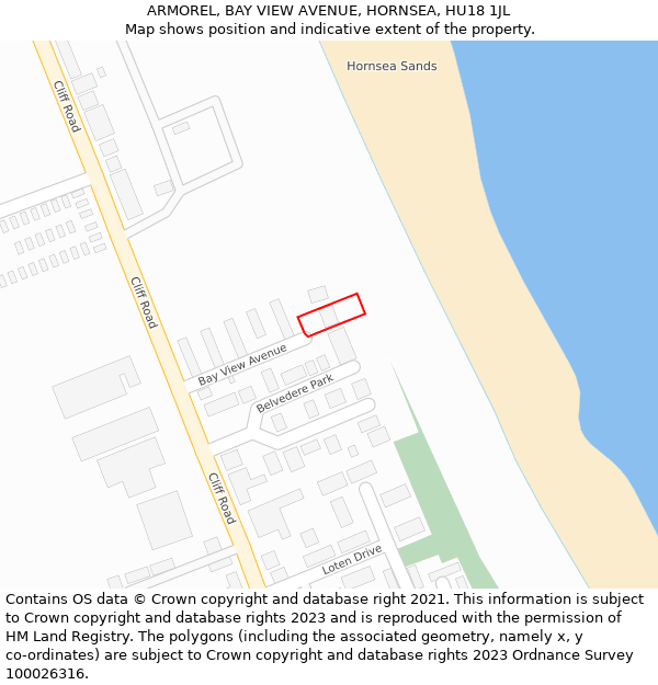ARMOREL, BAY VIEW AVENUE, HORNSEA, HU18 1JL: Location map and indicative extent of plot