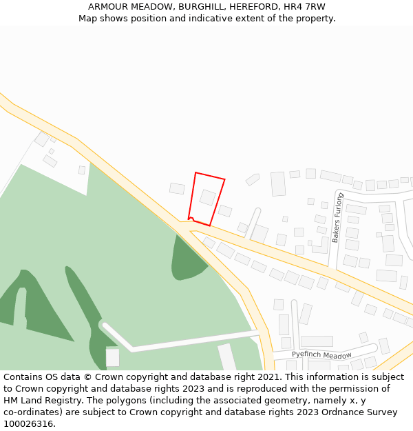 ARMOUR MEADOW, BURGHILL, HEREFORD, HR4 7RW: Location map and indicative extent of plot