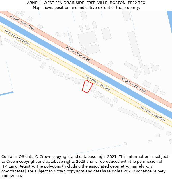 ARNELL, WEST FEN DRAINSIDE, FRITHVILLE, BOSTON, PE22 7EX: Location map and indicative extent of plot