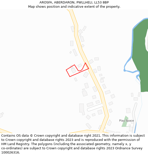 AROSFA, ABERDARON, PWLLHELI, LL53 8BP: Location map and indicative extent of plot