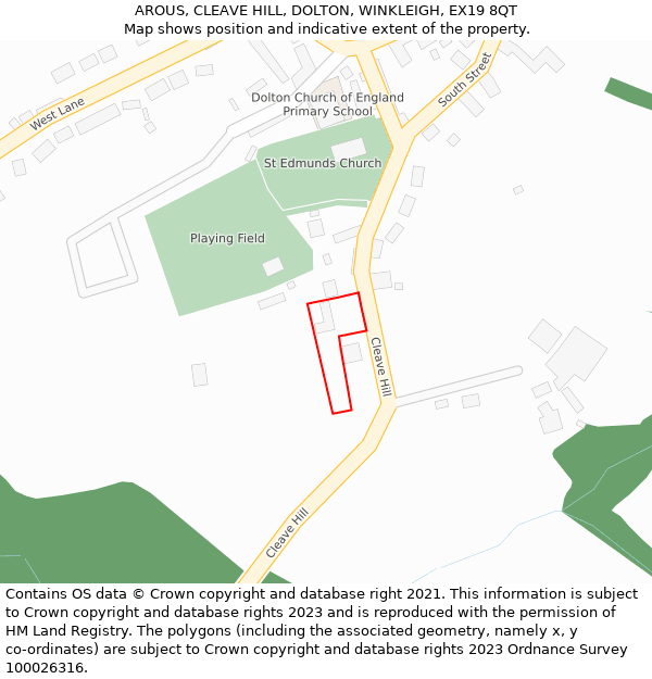 AROUS, CLEAVE HILL, DOLTON, WINKLEIGH, EX19 8QT: Location map and indicative extent of plot