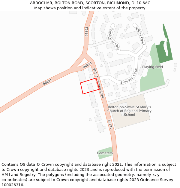ARROCHAR, BOLTON ROAD, SCORTON, RICHMOND, DL10 6AG: Location map and indicative extent of plot
