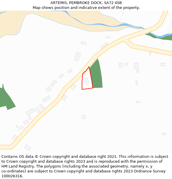 ARTEMIS, PEMBROKE DOCK, SA72 4SB: Location map and indicative extent of plot
