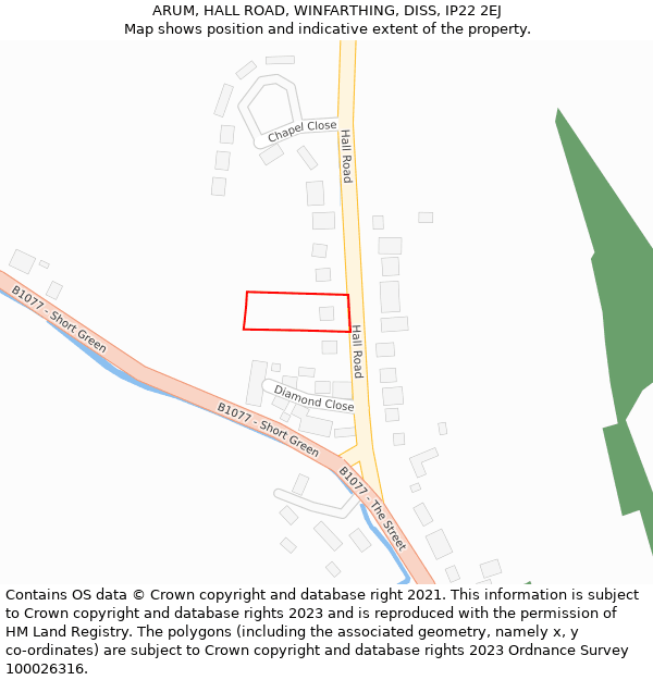 ARUM, HALL ROAD, WINFARTHING, DISS, IP22 2EJ: Location map and indicative extent of plot