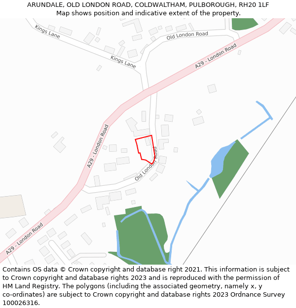 ARUNDALE, OLD LONDON ROAD, COLDWALTHAM, PULBOROUGH, RH20 1LF: Location map and indicative extent of plot