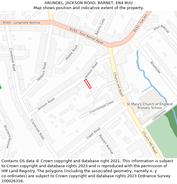 ARUNDEL, JACKSON ROAD, BARNET, EN4 8UU: Location map and indicative extent of plot