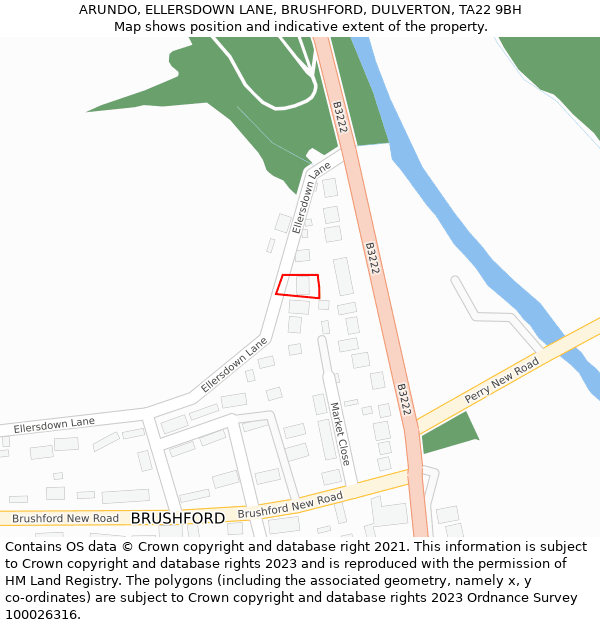 ARUNDO, ELLERSDOWN LANE, BRUSHFORD, DULVERTON, TA22 9BH: Location map and indicative extent of plot