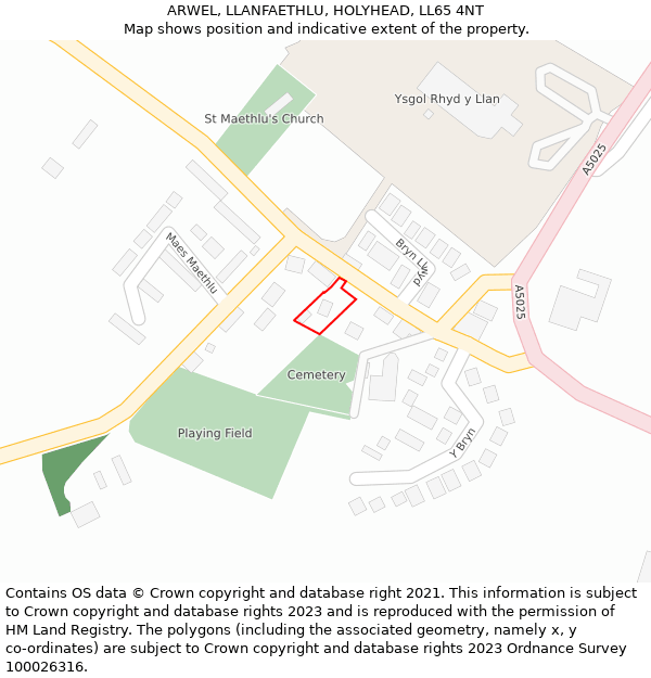 ARWEL, LLANFAETHLU, HOLYHEAD, LL65 4NT: Location map and indicative extent of plot