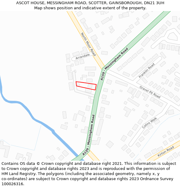 ASCOT HOUSE, MESSINGHAM ROAD, SCOTTER, GAINSBOROUGH, DN21 3UH: Location map and indicative extent of plot