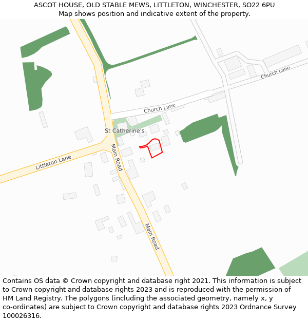 ASCOT HOUSE, OLD STABLE MEWS, LITTLETON, WINCHESTER, SO22 6PU: Location map and indicative extent of plot