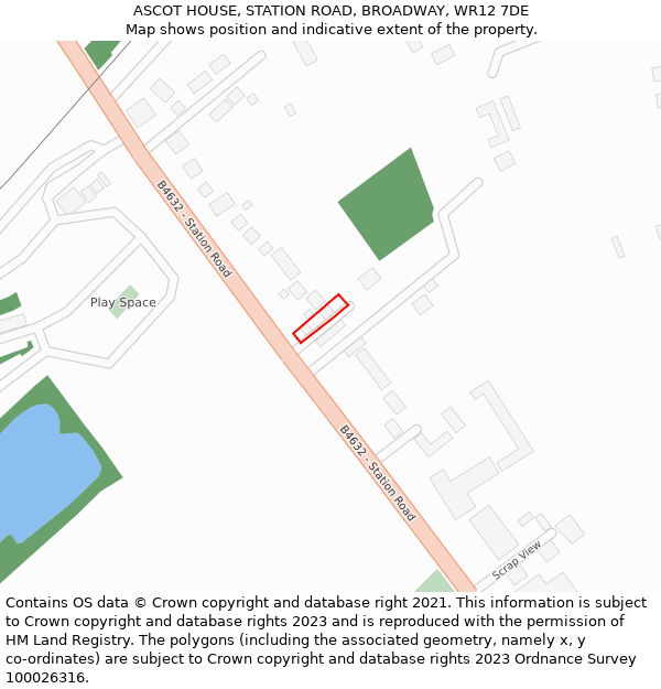 ASCOT HOUSE, STATION ROAD, BROADWAY, WR12 7DE: Location map and indicative extent of plot