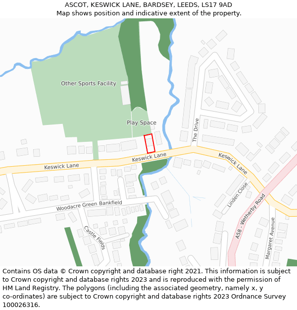 ASCOT, KESWICK LANE, BARDSEY, LEEDS, LS17 9AD: Location map and indicative extent of plot