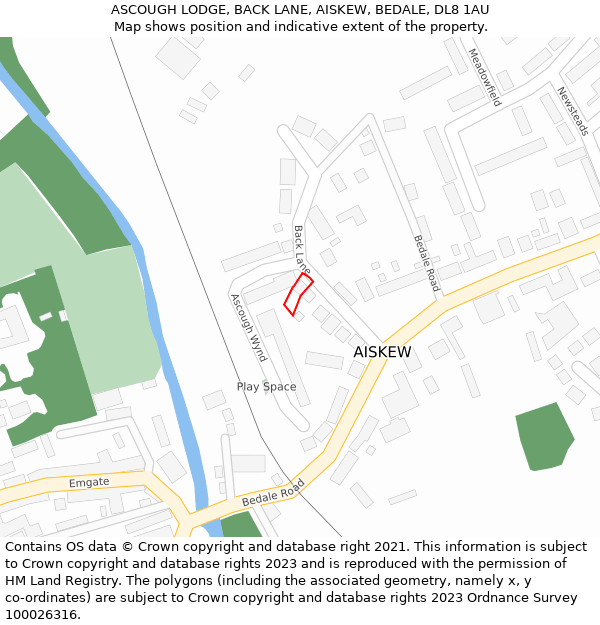 ASCOUGH LODGE, BACK LANE, AISKEW, BEDALE, DL8 1AU: Location map and indicative extent of plot