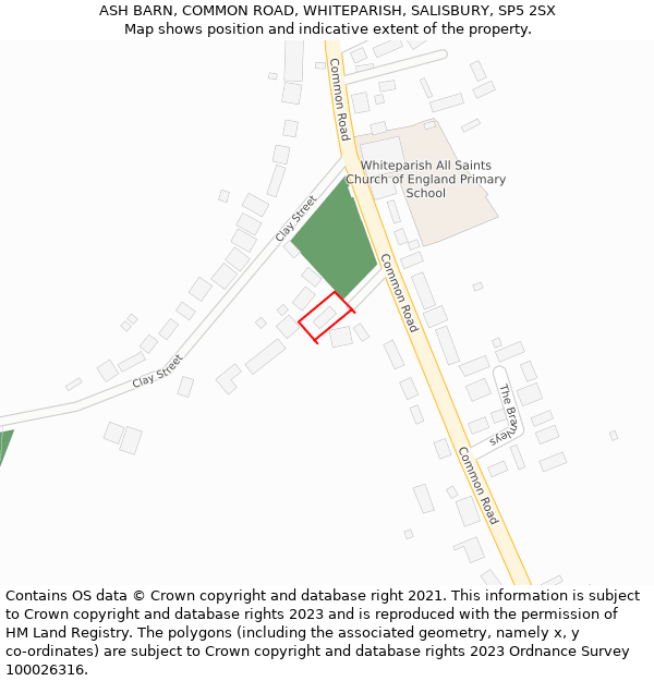 ASH BARN, COMMON ROAD, WHITEPARISH, SALISBURY, SP5 2SX: Location map and indicative extent of plot