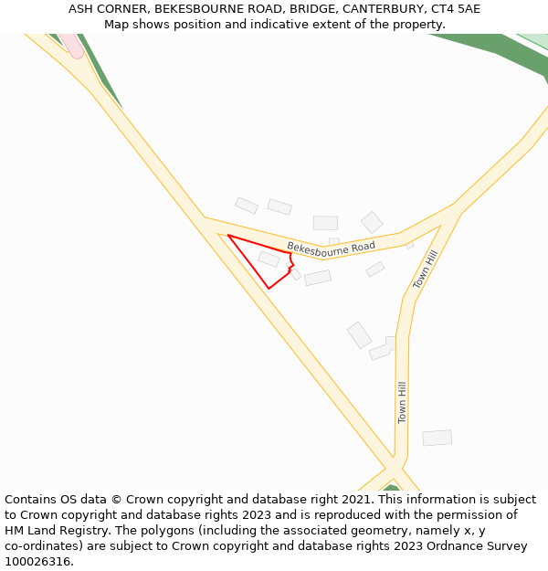 ASH CORNER, BEKESBOURNE ROAD, BRIDGE, CANTERBURY, CT4 5AE: Location map and indicative extent of plot