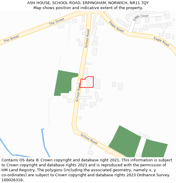 ASH HOUSE, SCHOOL ROAD, ERPINGHAM, NORWICH, NR11 7QY: Location map and indicative extent of plot