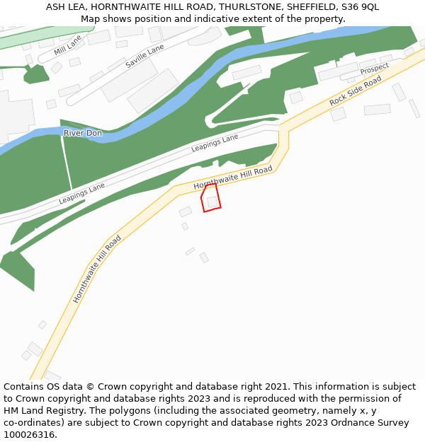 ASH LEA, HORNTHWAITE HILL ROAD, THURLSTONE, SHEFFIELD, S36 9QL: Location map and indicative extent of plot