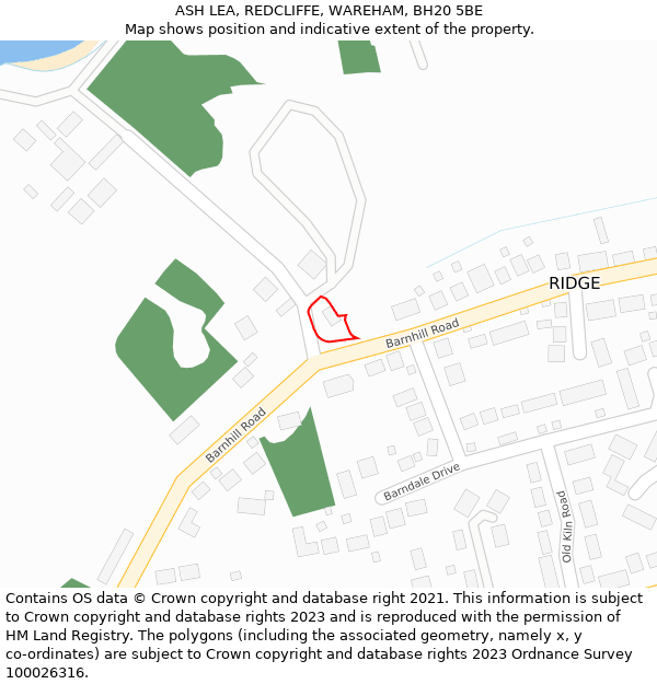 ASH LEA, REDCLIFFE, WAREHAM, BH20 5BE: Location map and indicative extent of plot