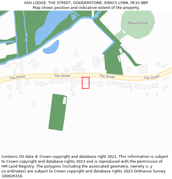 ASH LODGE, THE STREET, GOODERSTONE, KING'S LYNN, PE33 9BP: Location map and indicative extent of plot