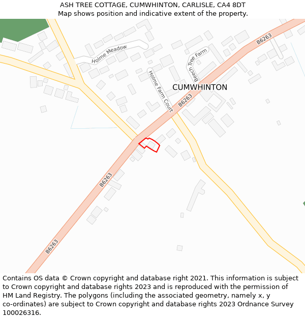 ASH TREE COTTAGE, CUMWHINTON, CARLISLE, CA4 8DT: Location map and indicative extent of plot