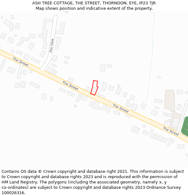ASH TREE COTTAGE, THE STREET, THORNDON, EYE, IP23 7JR: Location map and indicative extent of plot