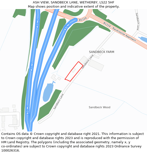 ASH VIEW, SANDBECK LANE, WETHERBY, LS22 5HF: Location map and indicative extent of plot