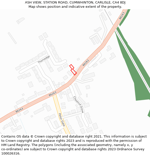 ASH VIEW, STATION ROAD, CUMWHINTON, CARLISLE, CA4 8DJ: Location map and indicative extent of plot