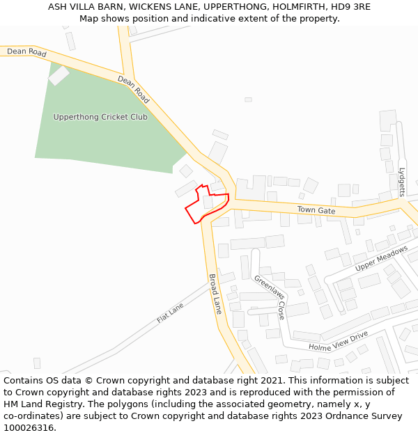 ASH VILLA BARN, WICKENS LANE, UPPERTHONG, HOLMFIRTH, HD9 3RE: Location map and indicative extent of plot