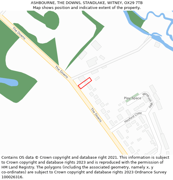 ASHBOURNE, THE DOWNS, STANDLAKE, WITNEY, OX29 7TB: Location map and indicative extent of plot