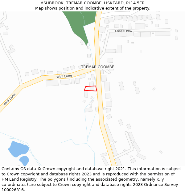 ASHBROOK, TREMAR COOMBE, LISKEARD, PL14 5EP: Location map and indicative extent of plot