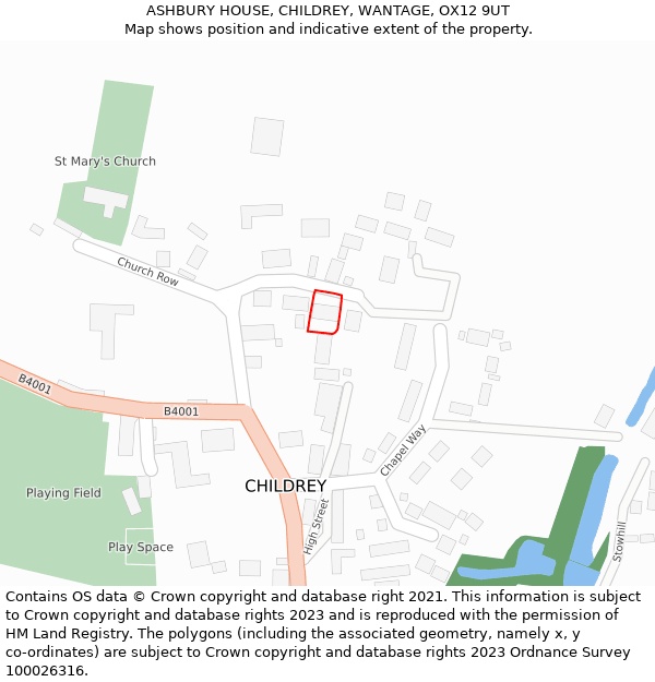 ASHBURY HOUSE, CHILDREY, WANTAGE, OX12 9UT: Location map and indicative extent of plot