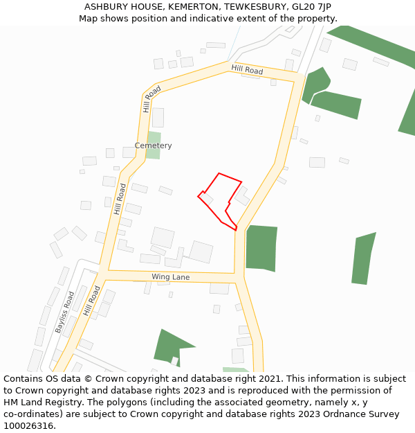 ASHBURY HOUSE, KEMERTON, TEWKESBURY, GL20 7JP: Location map and indicative extent of plot