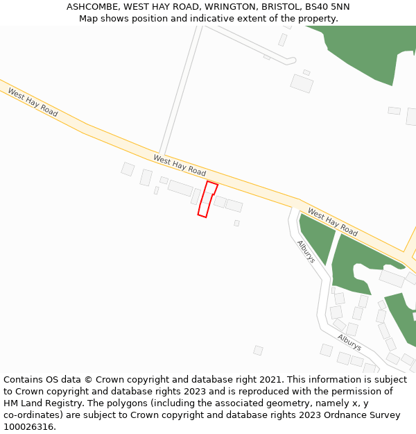 ASHCOMBE, WEST HAY ROAD, WRINGTON, BRISTOL, BS40 5NN: Location map and indicative extent of plot