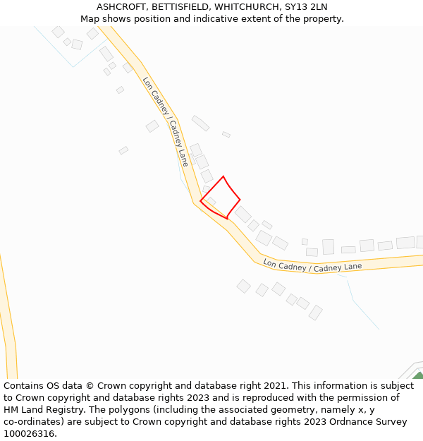 ASHCROFT, BETTISFIELD, WHITCHURCH, SY13 2LN: Location map and indicative extent of plot