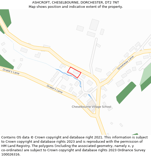 ASHCROFT, CHESELBOURNE, DORCHESTER, DT2 7NT: Location map and indicative extent of plot