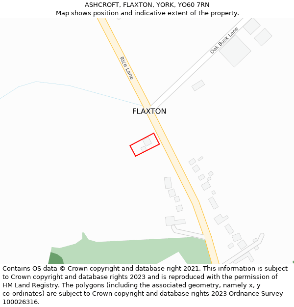 ASHCROFT, FLAXTON, YORK, YO60 7RN: Location map and indicative extent of plot