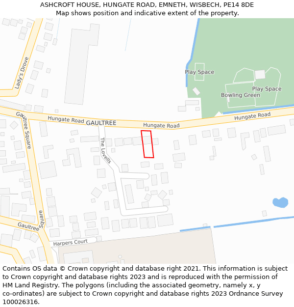 ASHCROFT HOUSE, HUNGATE ROAD, EMNETH, WISBECH, PE14 8DE: Location map and indicative extent of plot