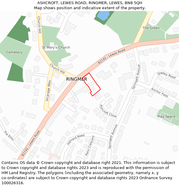ASHCROFT, LEWES ROAD, RINGMER, LEWES, BN8 5QH: Location map and indicative extent of plot