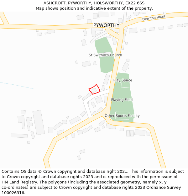 ASHCROFT, PYWORTHY, HOLSWORTHY, EX22 6SS: Location map and indicative extent of plot