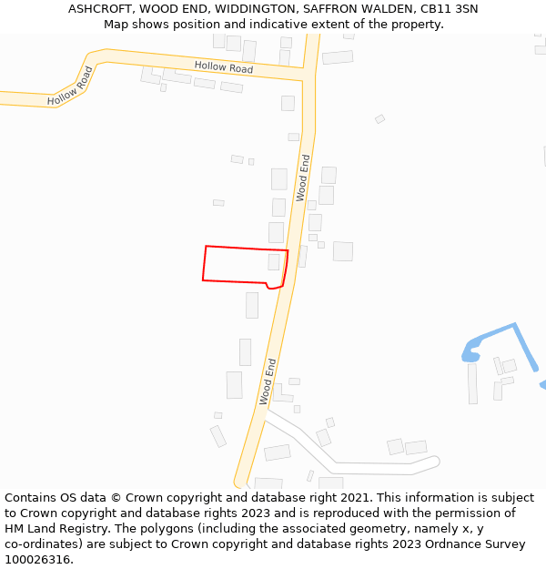 ASHCROFT, WOOD END, WIDDINGTON, SAFFRON WALDEN, CB11 3SN: Location map and indicative extent of plot