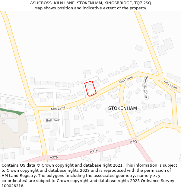 ASHCROSS, KILN LANE, STOKENHAM, KINGSBRIDGE, TQ7 2SQ: Location map and indicative extent of plot