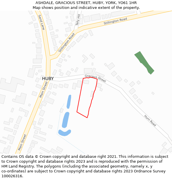 ASHDALE, GRACIOUS STREET, HUBY, YORK, YO61 1HR: Location map and indicative extent of plot
